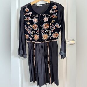 Tera embroidered black dress